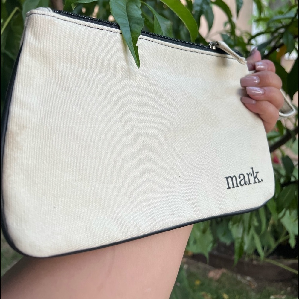 vintage Avon Mark "Make Yours" canvas cosmetic clutch bag